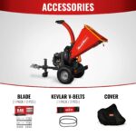 5 inch E-start DUCAR 420cc 15hp Gasoline Engine Powered Disc Wood Chipper with Taillight , P4205