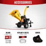 5 inch E-start DUCAR 420cc 15hp Gasoline Engine Powered Disc Wood Chipper with Taillight , P4205