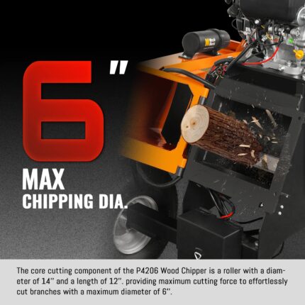 6 inch E-start ZONSEN 459cc 15hp Gasoline Engine Powered Drum Wood Chipper , P4206