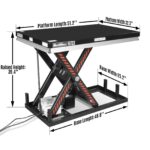 2200lb Capacity Stationary Electric Hydraulic Lift Table , 51.2” x 32.3”Platform, 39.4”Lift Height ,UL Certified Motor, ELT22