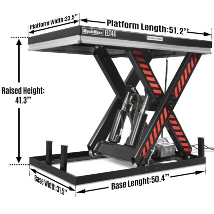 4400lbs Capacity Stationary Powered Hydraulic Lift Table, 51.2” x 33.5” Platform, 41.3” Lift Height, UL Certified Moto, ELT44