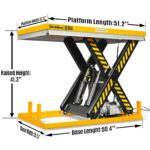 4400lbs Capacity Stationary Powered Hydraulic Lift Table, 51.2” x 33.5” Platform, 41.3” Lift Height, UL Certified Moto, ELT44