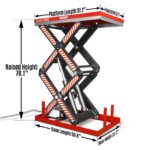 4400lbs Capacity Stationary Electric Hydraulic Double Scissor Lift Table, 51.2” x 33.5” Platform, 70.1” Lift Height, UL Certified Motor, ELTD44