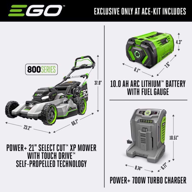 EGO Power+ 800 Series LM2156SP 21 in. 56 V Battery Self-Propelled Lawn Mower Kit (Battery & Charger) W/ 10.0 AH BATTERY