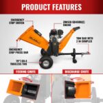 6 inch E-start ZONSEN 459cc 15hp Gasoline Engine Powered Drum Wood Chipper , P4206