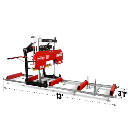 32" Portable Sawmill, 420cc 15HP E-Start Gasoline Engine, 29" Board Width, 13' Track Length , SM-32