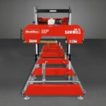 32" Portable Sawmill (5 x Blades Included), HONDA GX390 389cc E-Start Gasoline Engine, 29" Board Width, 20' Track Length (13' Track Length + 6.6' Track Extension Included) , SM-32