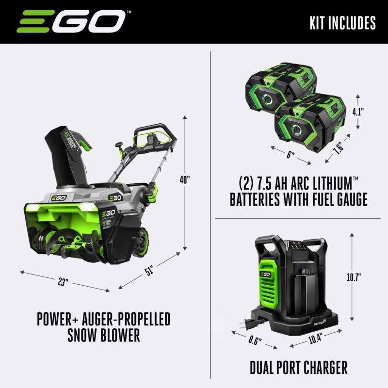 EGO Power + Peak Power SNT2125AP 21 in. Single stage 56 V Battery Auger-Propelled Snow Blower Kit (B W/ HEATED HANDLES & TWO 7.5 AH BATTERIE