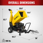 5 inch E-start DUCAR 420cc 15hp Gasoline Engine Powered Drum Wood Chipper with Towbar , PGS1500