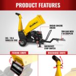 5 inch E-start DUCAR 420cc 15hp Gasoline Engine Powered Drum Wood Chipper with Towbar , PGS1500