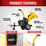 5 inch E-stat KOHLER 429cc 14hp Gasoline Engine Powered Disc Wood Chipper with Taillight , P4205