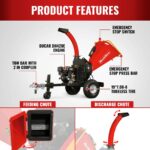 5 inch E-start DUCAR 420cc 15hp Gasoline Engine Powered Disc Wood Chipper with Taillight , P4205