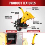 5 inch E-start DUCAR 420cc 15hp Gasoline Engine Powered Disc Wood Chipper with Taillight , P4205